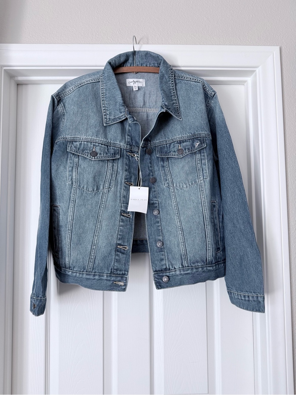 Carly Jean Los Angeles Medium Wash Denim Jacket “Fletcher”